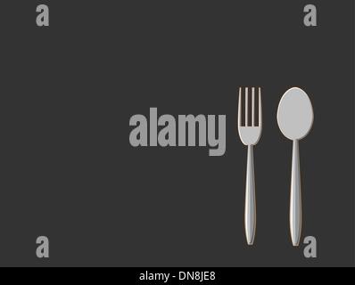 Dining Set - Plate, Fork, Spoon & Knife Stock Vector