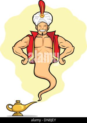 Genie Appear from Magic Lamp Stock Vector