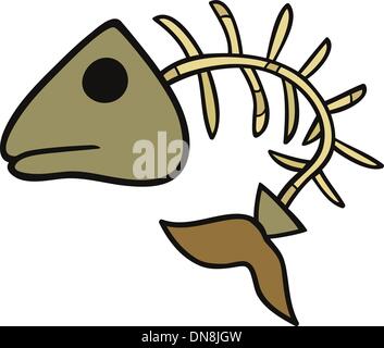 fishbone clip art cartoon illustration Stock Vector