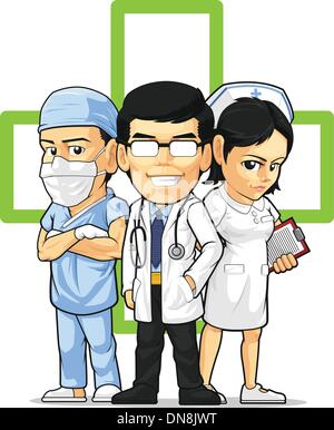 Health Care or Medical Staff - Doctor, Nurse, & Surgeon Stock Vector