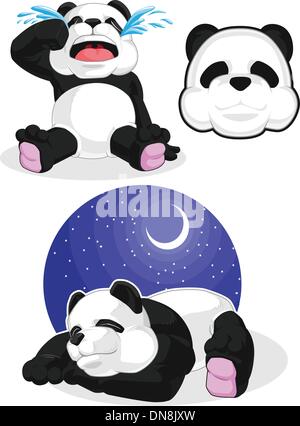 Panda Set 2 - Sleeping, Crying, Panda Head Stock Vector