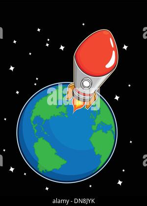 Rocket Fly from Earth Stock Vector