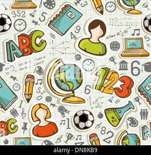 Back to School icons education seamless pattern. Stock Vector