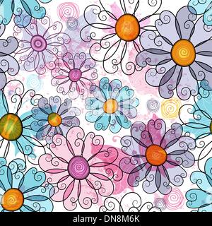 Seamless spring grunge floral pattern Stock Vector