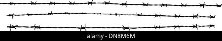 Safety steel barbed and razor wire vector seamless prison borders set ...