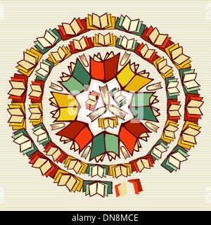 Education books back to school mandala. Stock Vector