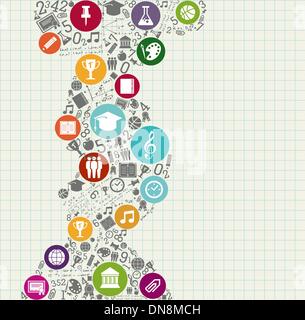Education back to school colorful icons. Stock Vector