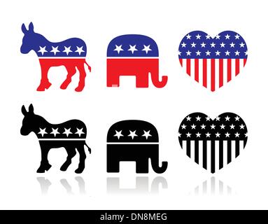 USA political parties symbols: democrats and repbublicans Stock Vector