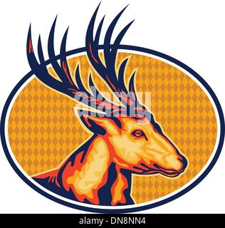 Deer Stag Buck Head Retro Stock Vector