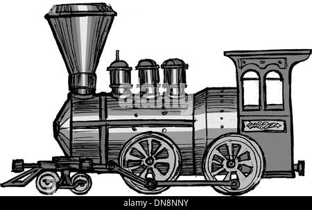 vintage steam train Stock Vector