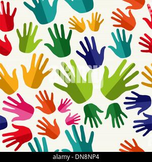 Diversity human hands seamless pattern. Stock Vector