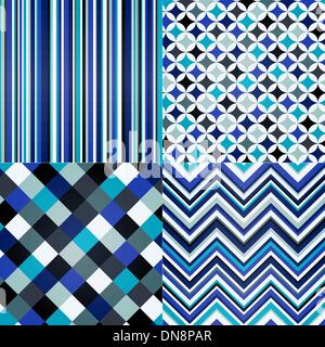 seamless stripes, zig zag and polka dots background Stock Vector