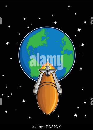 Space Shuttle Fly from Earth Stock Vector