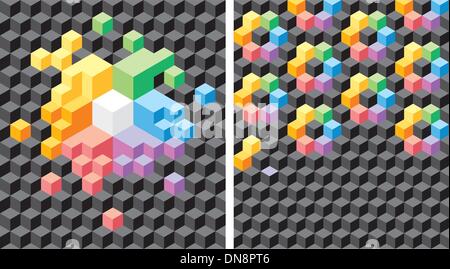 Background with black and multicolored cubes Stock Vector