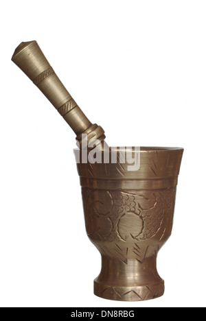 metal mortar on a white background Stock Photo