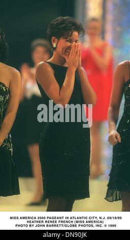 Sept. 18, 1999 - MISS AMERICA 2000 PAGEQANT IN ATLANTIC CITY, N.J .09/18/99.HEATHER FRENCH ( MISS AMERICA). JOHN BARRETT/   1999.(Credit Image: © Globe Photos/ZUMAPRESS.com) Stock Photo