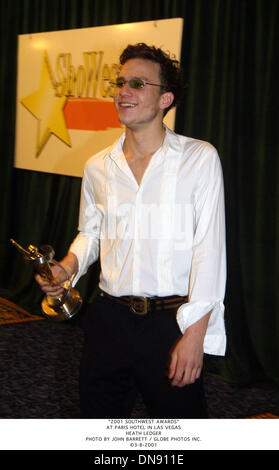 Mar. 8, 2001 - ''2001 SHOWEST AWARDS '.CEREMONY AT PARIS HOTEL IN LAS VEGAS.HEATH LEDGER. JOHN BARRETT /    3-8-2001(Credit Image: © Globe Photos/ZUMAPRESS.com)