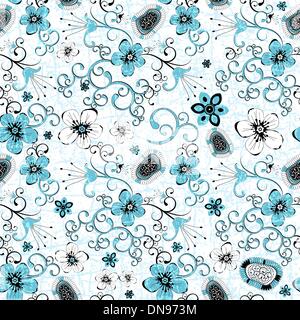 Seamless white grunge floral pattern Stock Vector