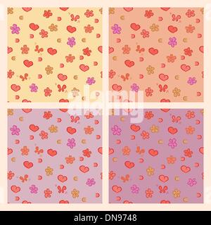 Seamless pattern hearts flowers Stock Vector