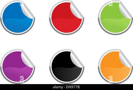 Six colored vector sticky label for price or another design. Stock Vector