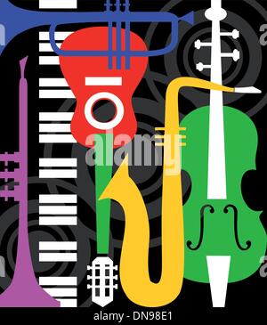 Music instruments on black Stock Vector