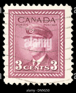 CANADA - CIRCA 1942 a stamp printed in the Canada shows King George VI, King of England, circa 1942 Stock Photo