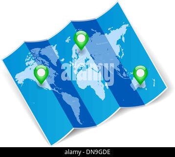 3D World map. Paper art Earth map shapes with shadow. Vector ...