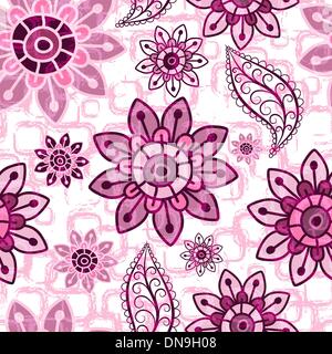 Floral pink grunge seamless pattern Stock Vector