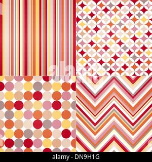 seamless stripes, zig zag and polka dots background Stock Vector