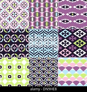 seamless abstract geometric and floral pattern Stock Vector