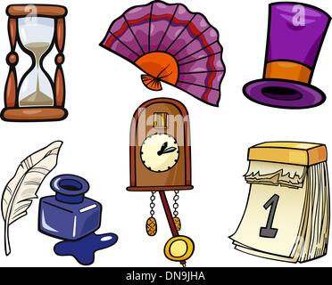 retro objects cartoon illustration set Stock Vector