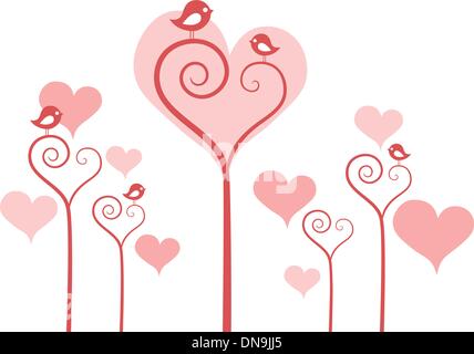 vector drawing flowers heart shape border frame card design background ...