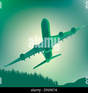 Airplane And Landscape Stock Vector