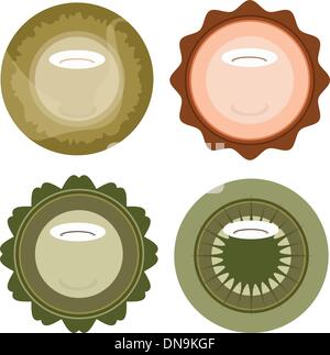 Four Type of Coffee in Disposable Cups Label Stock Vector