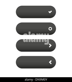 The oval dark grey buttons set Stock Vector