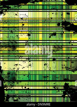 Checkered Green Grunge Background. Stock Vector