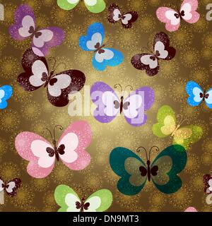 Seamless pattern with green butterflies Stock Vector