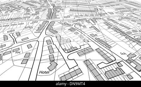 Editable vector illustration of an angled generic street map with no ...