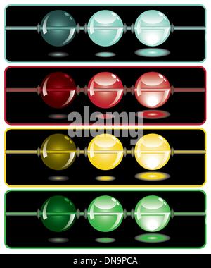 glowing beads in the dark on four rows Stock Vector