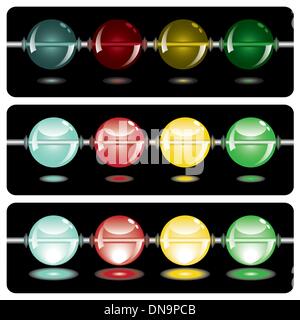 glowing beads in the dark on three rows Stock Vector