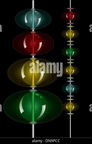 glowing beads in the dark on two rows Stock Vector