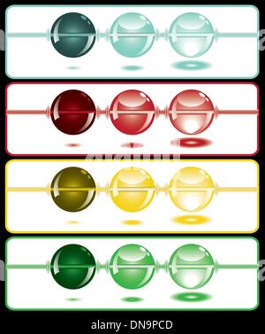glowing beads on white on four rows Stock Vector