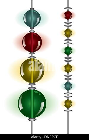 glowing beads on white on two rows Stock Vector