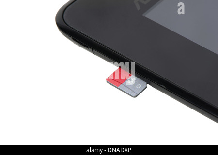 MicroSD Memory Card and Tablet Slot Stock Photo