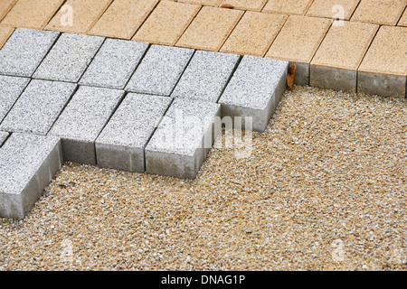 sidewalk blocks on sand Stock Photo