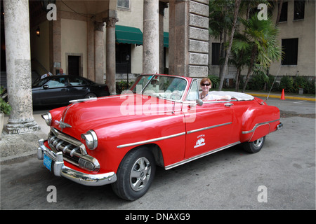 1952 Chevrolet Styleline Deluxe Convertible, Hotel Nacional de Cuba, Vedado, Havana, Cuba, Caribbean Sea, Central America Stock Photo