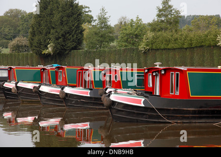 Narrowboats moored at Alvechurch Marina on the Worcester and Birmingham Canal Stock Photo