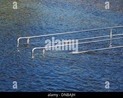 beach with wheelchair aces to the sea Stock Photo