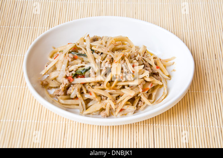 fried bamboo shoot with pork and spicy ingredient Stock Photo