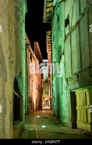 Narrow street in Saint Antoinin-Noble-Val in southern France Stock Photo